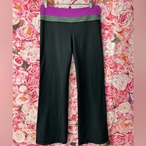 LULULEMON  black with purple & grey waistband Wide Leg Yoga pants